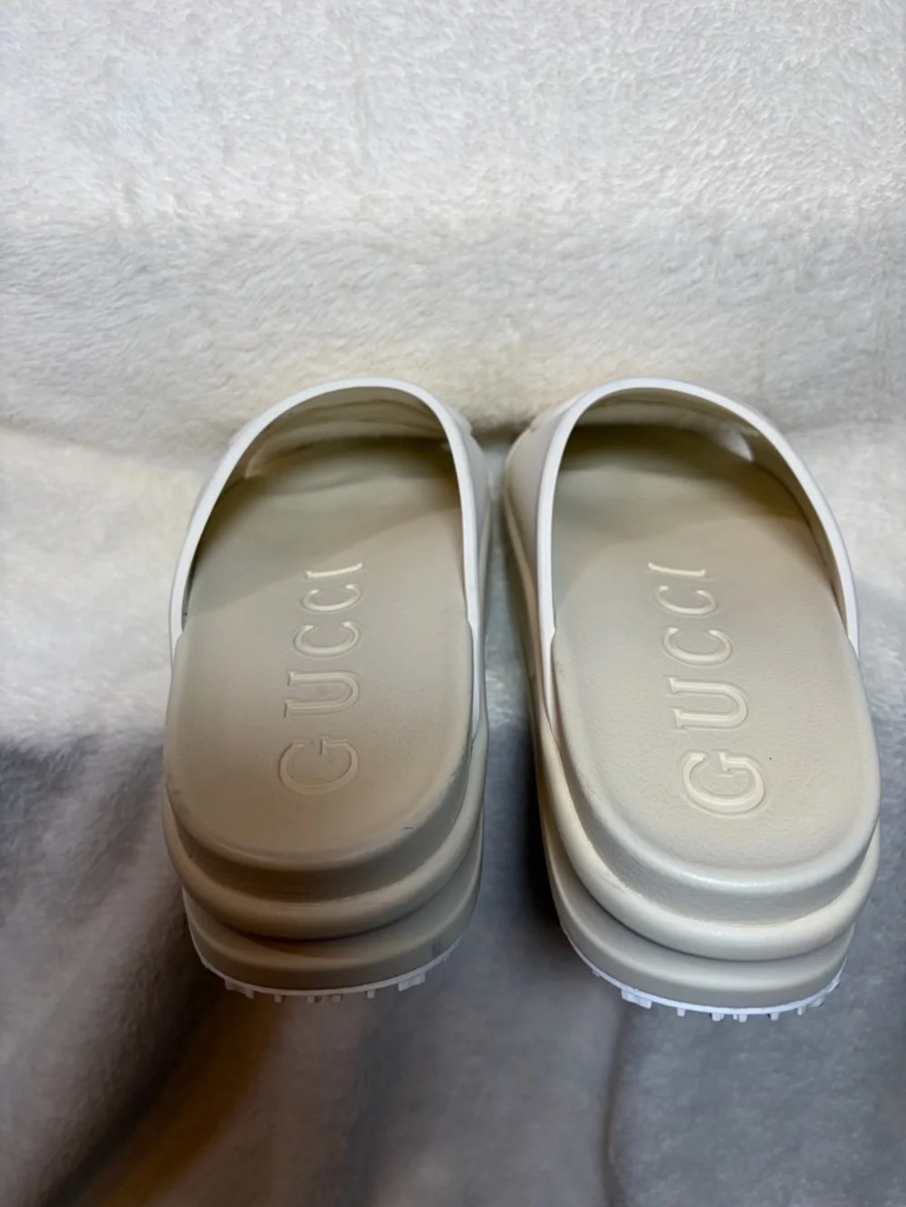 Gucci Miami Interlocking G Platform Off White Logo Rubber Slide Sandals - Picture 5 of 7